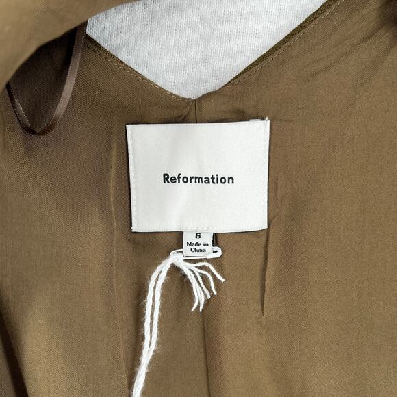 REFORMATION Brennan Linen Vest Top Womens 6 Olive Green Sleeveless Halter NEW - Picture 11 of 16